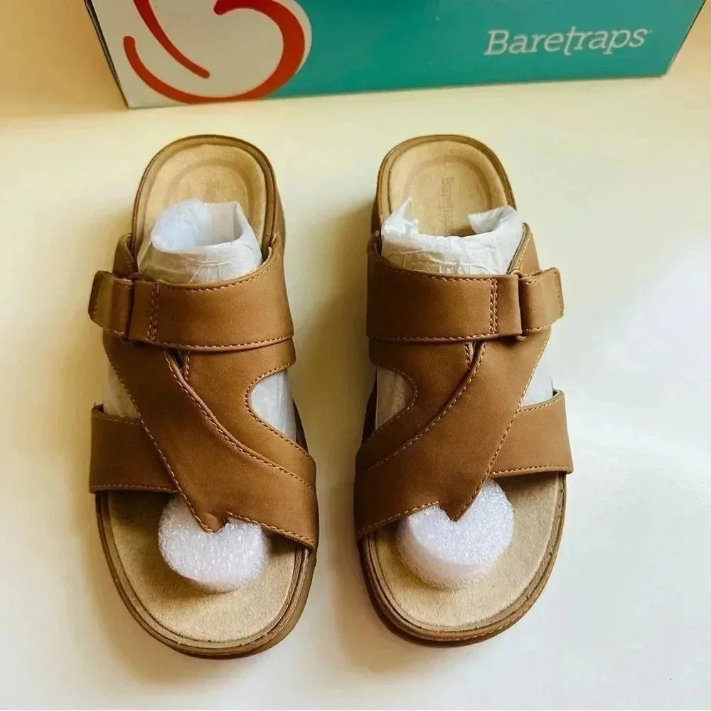 NIB Baretraps Nalani Caramel Slide Sandals - Picture 2 of 8